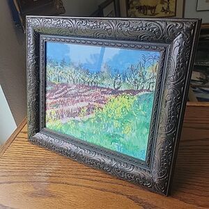 Framed Print #1 of 48 By Helen Demay Signed Dated in A dark wood carved frame